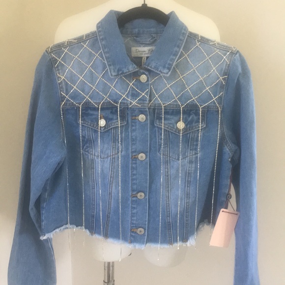 COPY - Women’s denim jacket rhinestone tassels NWT - Picture 10 of 10